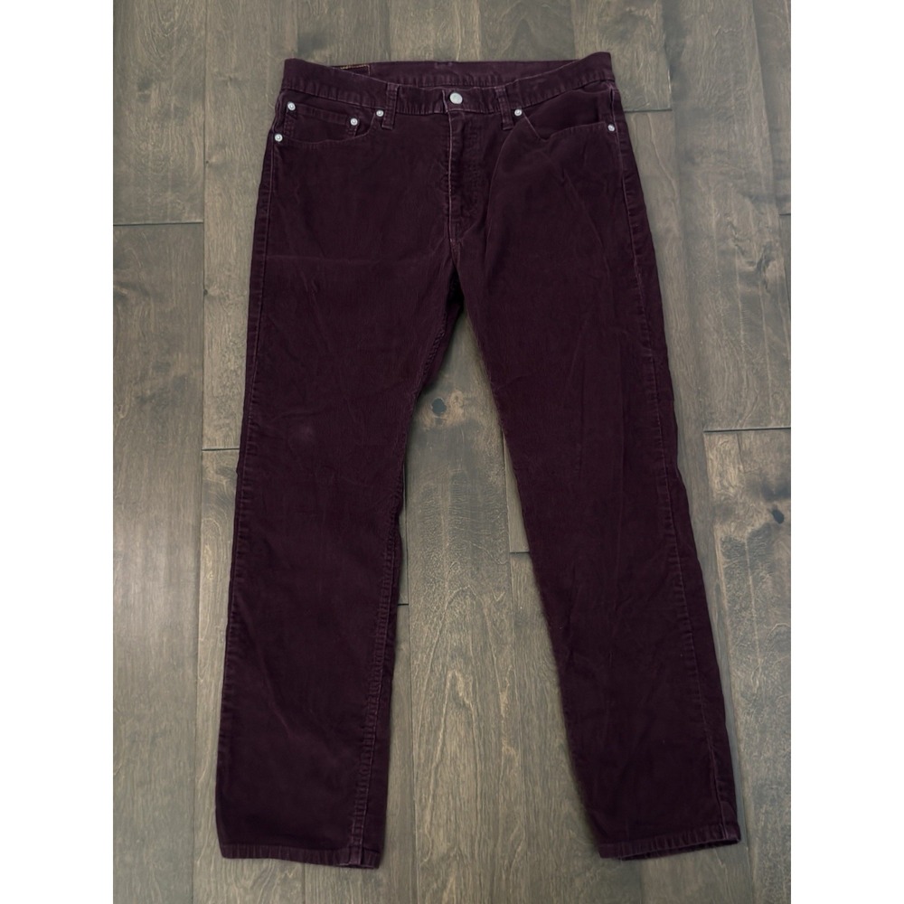 Levi's 511 Mens Burgundy Red Corduroy Flat Front Five Pocket Pants Size 36X30